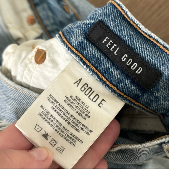 agolde feel good ripped distressed straight leg jeans - Picture 5 of 7